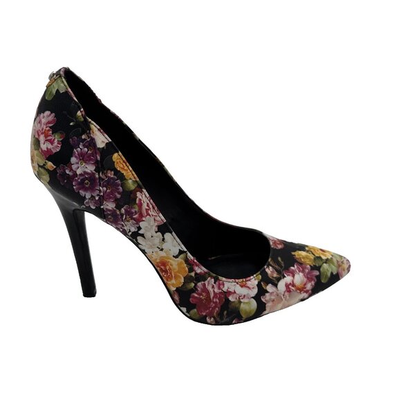 Guess Floral Stiletto Heel Pumps Size 10 M Black garden BOHO UK7 fairy y2k - Picture 7 of 15